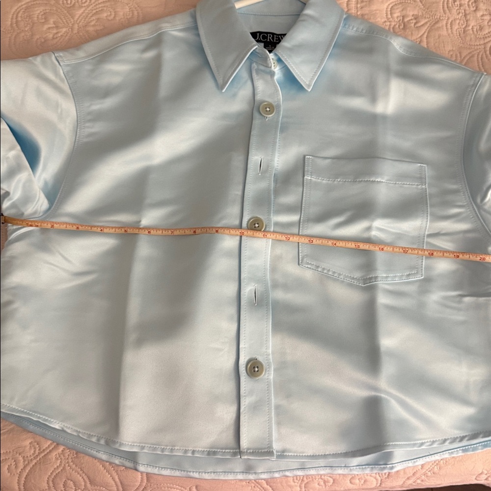 J. Crew Pale Blue Cropped Button-Down Shirt - Picture 2 of 3